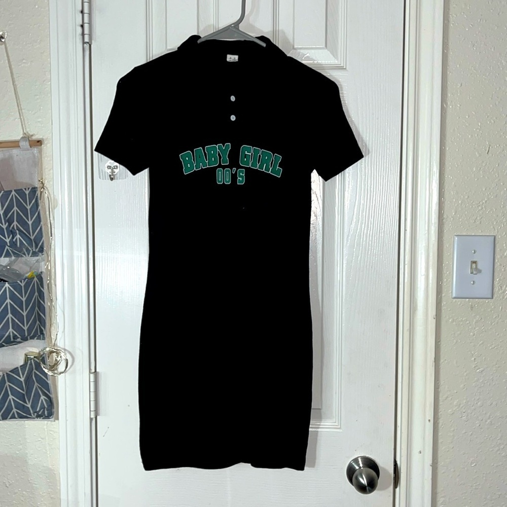 SHEIN teens black graphic polo dress